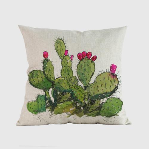 18" Square Home Decorative Cactus Throw Pillow Case Hand Painting Potted Plants Tropical Cactus Sofa Cushion Cover Cojines