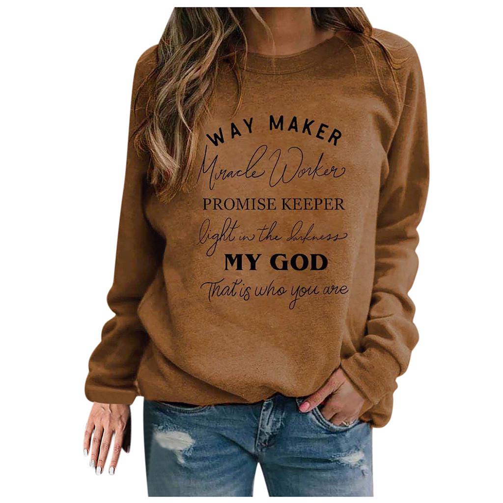 Women Letter Print Sweatshirt  Long Sleeve Top Blouse
