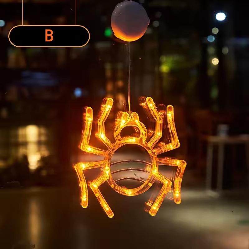 

2025 Halloween Led Sucker Lamp Window Hanging Pumpkin Ghost Witch Hat Eye Ball Spider Decor For Home Party Scary Decorations