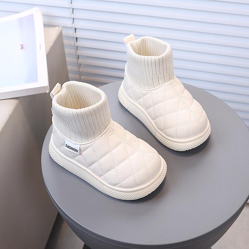 Children's bread cotton shoes 2025 winter new boys and girls cotton boots piled warm leather boots thickened snow boots foreign trade