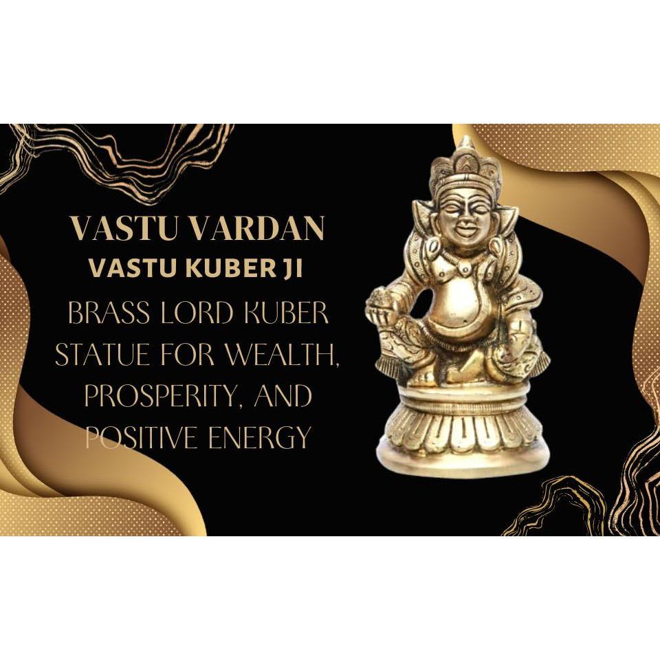 Kuber-Statue aus Messing | Höhe: ca. 12 cm. | Vastu-Figur für Zuhause und Büro | Zonale Platzierung - Norden |