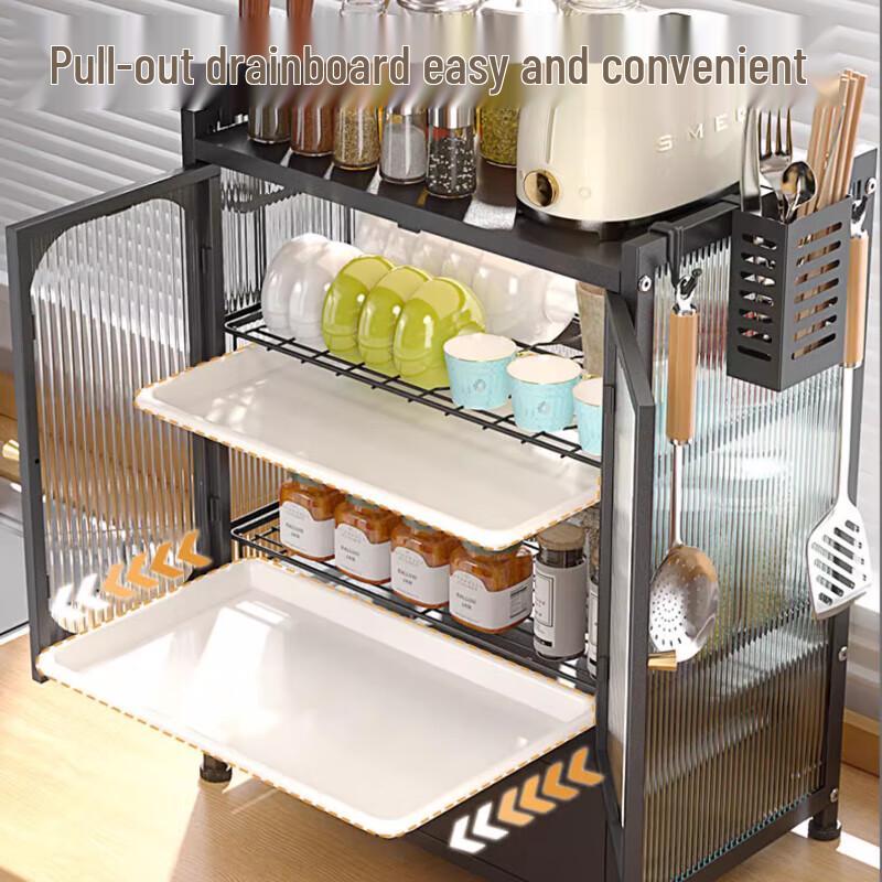 Beifu Deluxe Carbon Steel Dish Drying Rack with Drawer