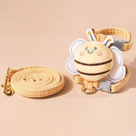 Cat Harness And Leash Set Adjustable Escape Proof Kitten Harness with Cartoon Bee