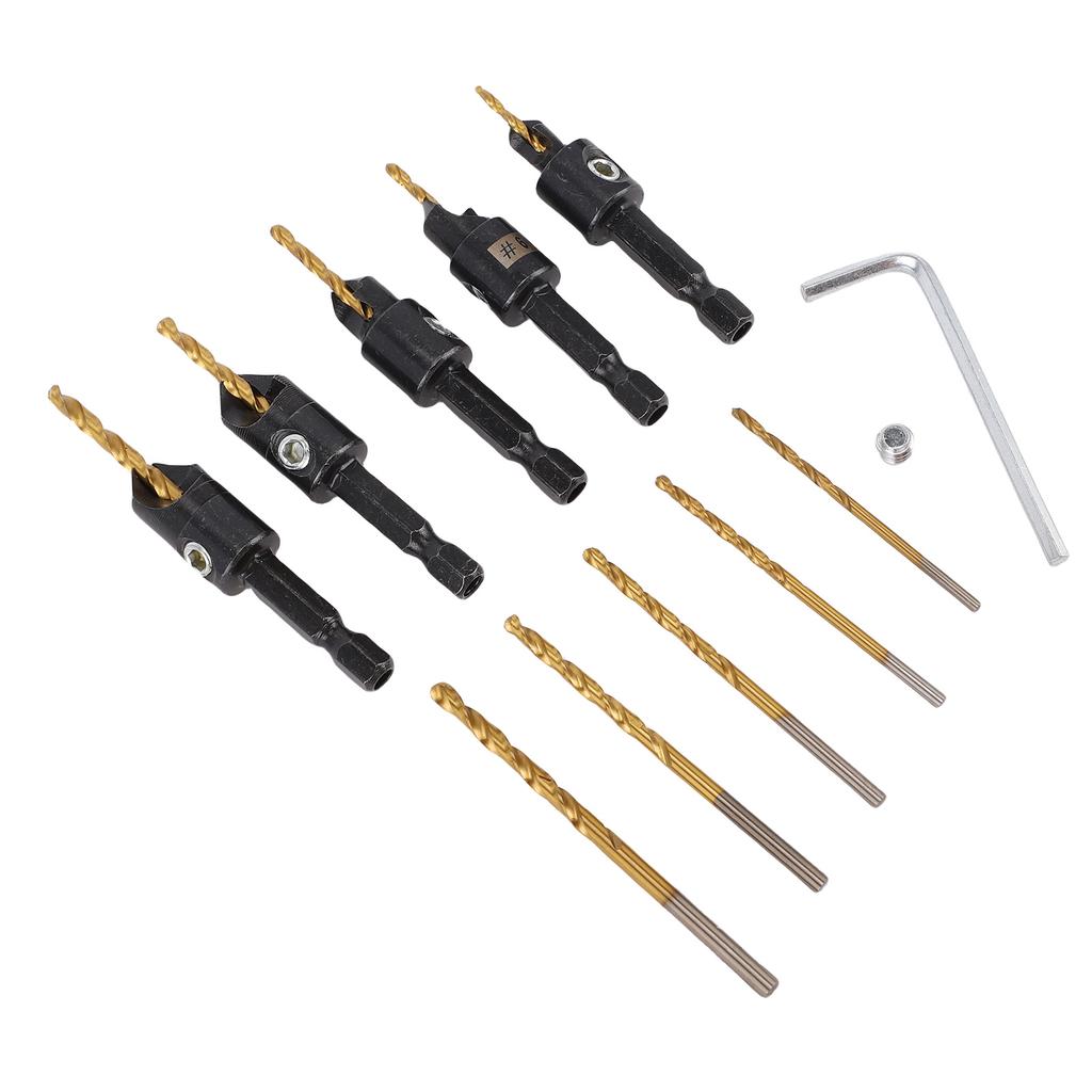 Countersink Drill Bit Set 1 4 Inch Hex Shank High Speed Steel Centering Bits for Woodworking