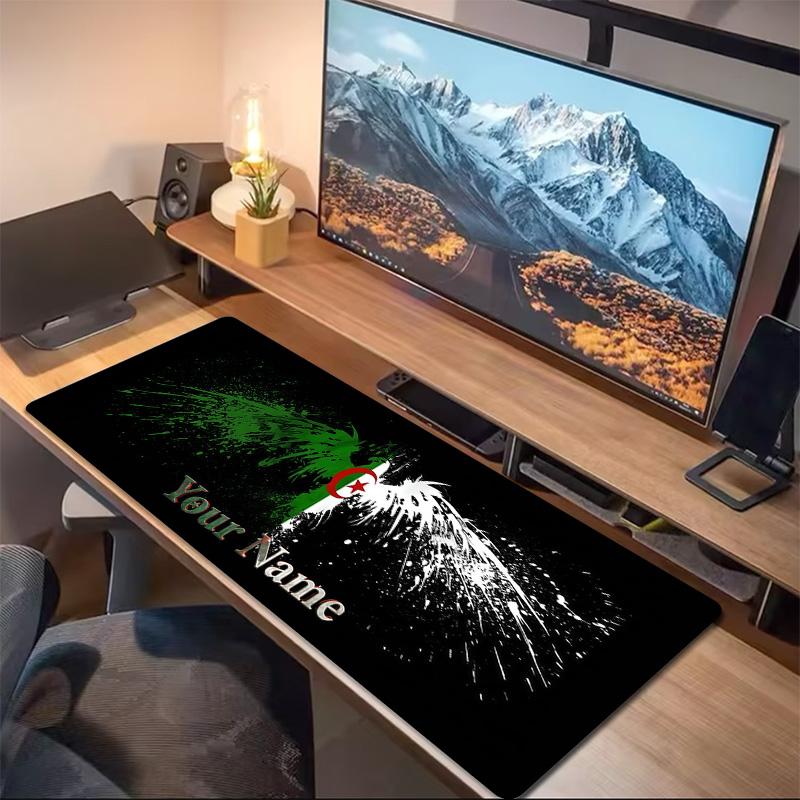 Algeria Flag Custom Name Large Size Mouse Pad Large Gaming Table Cushion Non-slip Laptop Tablet Big Mousepad XXL Mat Mini PC Playmat With Lock edge