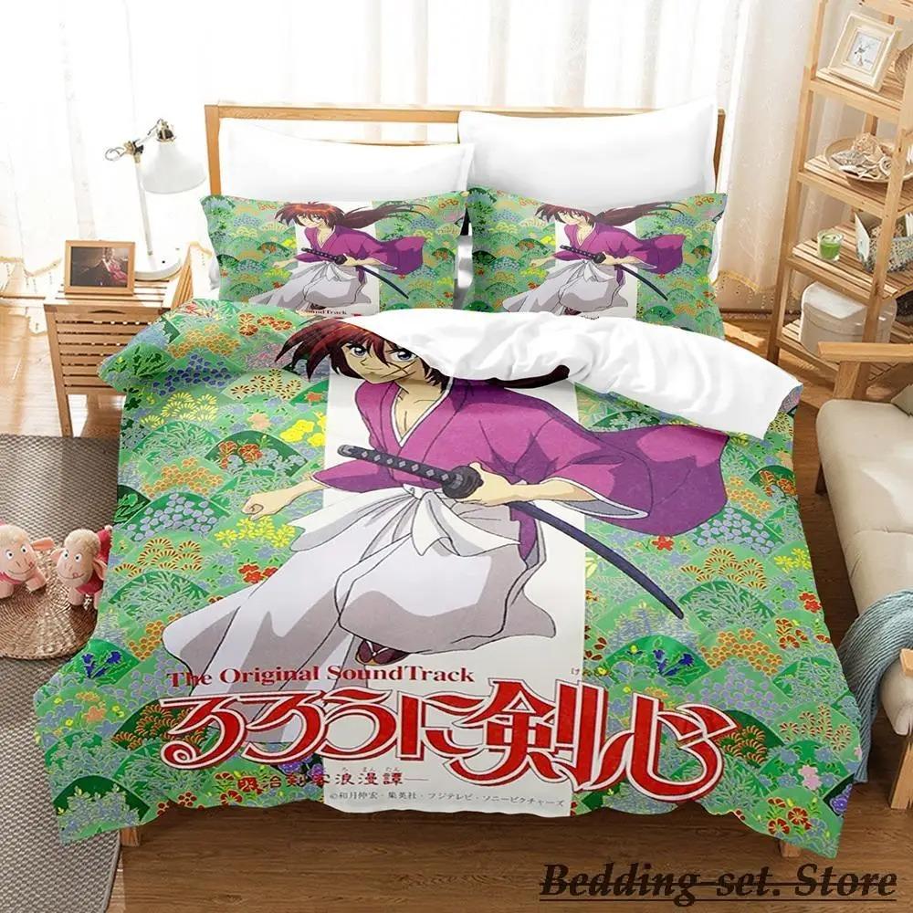 Rurouni Kenshin Bedding Set Single Twin Full Queen King Size Bed Set Adult Kid Bedroom Duvetcover Sets Anime Parure De Lit Bed