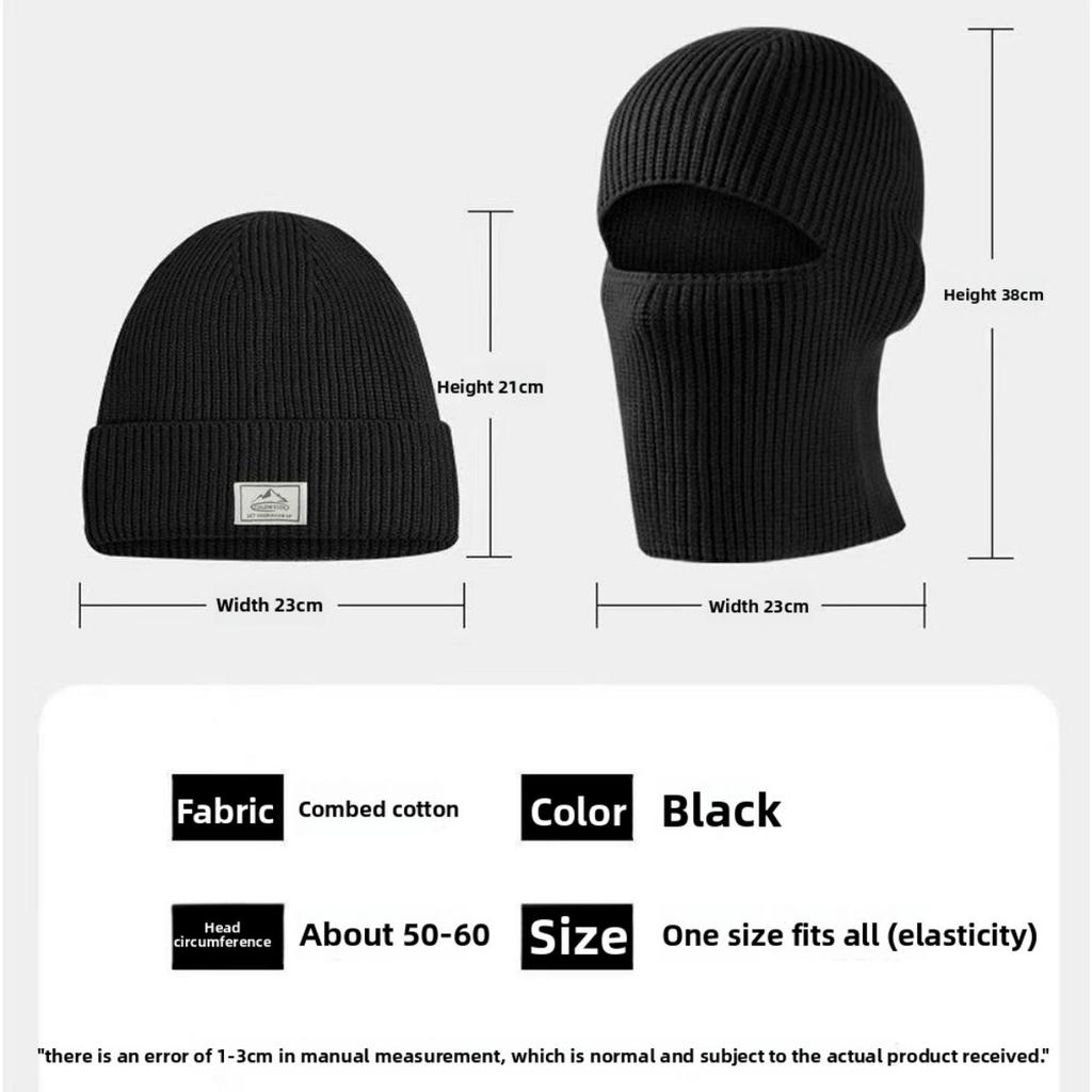 Hats, Winter Pulled Hats, Knitted Warm Hats, Men's Big Head Circumference, Windproof and Cold Proof Hats, Head Covers, Face Masks