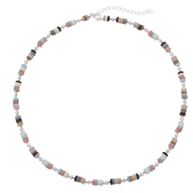 Cui Yan S925 Sterling Silver Korean Style Colorful Beaded Necklace for Women – Spring/Summer Dopamine Choker