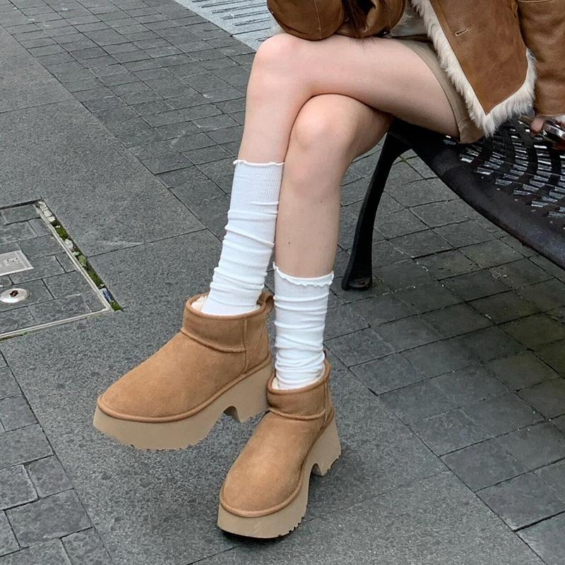 Fashion 2024 Snowy boots for women in winter new  plus thick solid bundled plus half Casual cotton shoes snow boots