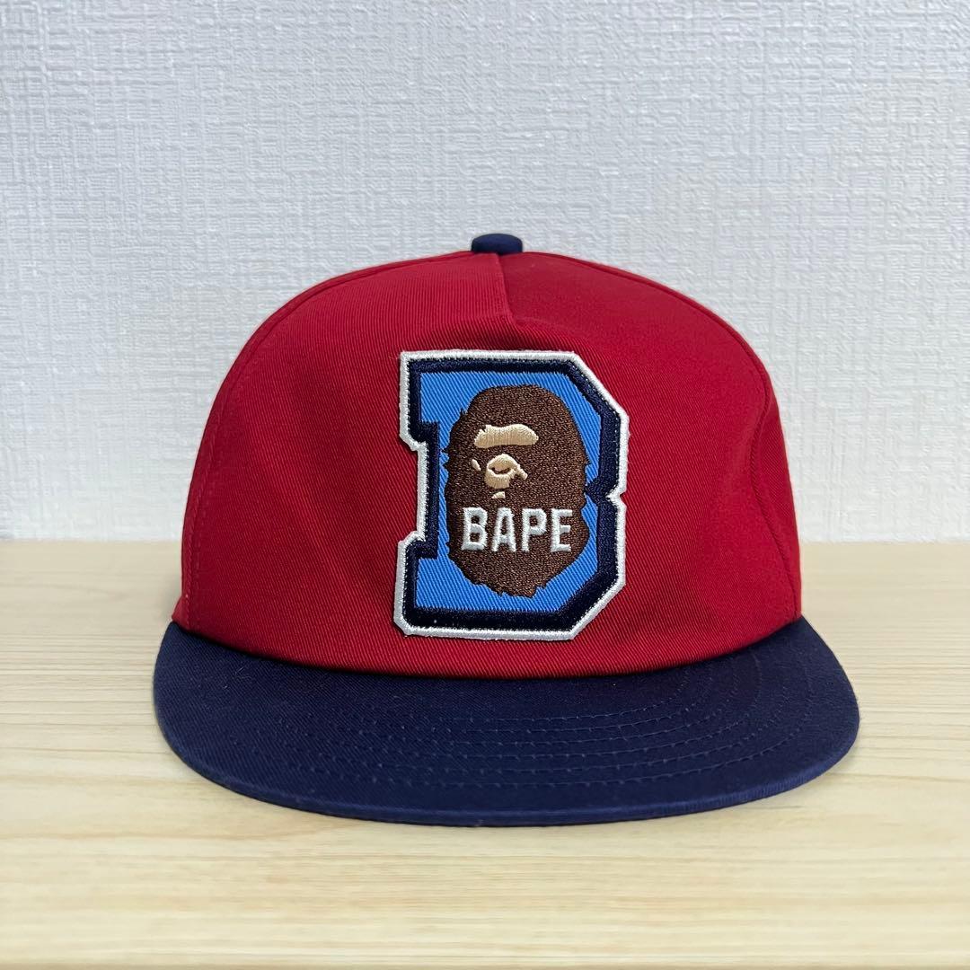 Used A BATHING APE BAPE logo embroidery cap red navy