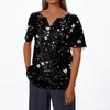 Tricou de damă Tricou imprimat cu buton cu mânecă scurtă, zilnic, la modă de weekend, de bază, cu decolteu în V, obișnuit
