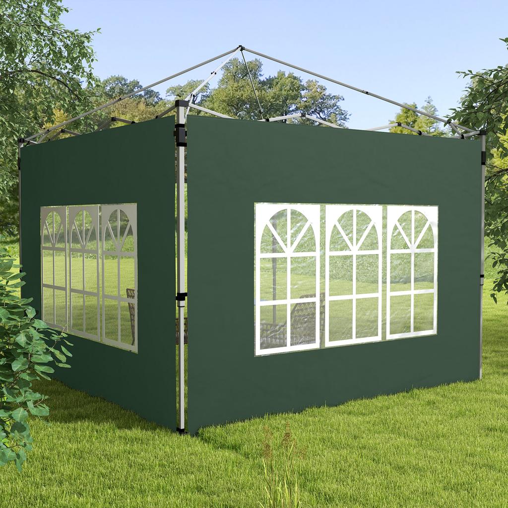 Gazebo Side Panels, Sides Replacement with Window for 3x3(m) or 3x4m Pop Up Gazebo, 2 Pack, Green
