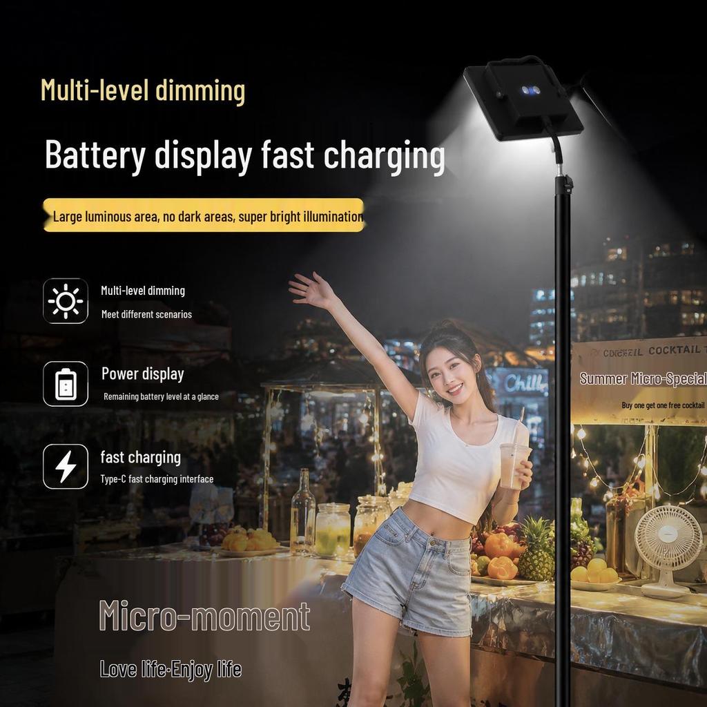 Rechargeable Three-Speed LED Stall Lamp: Super Bright, Long Battery Life, Dimmable Night Market Emergency Light for Outdoor Use.