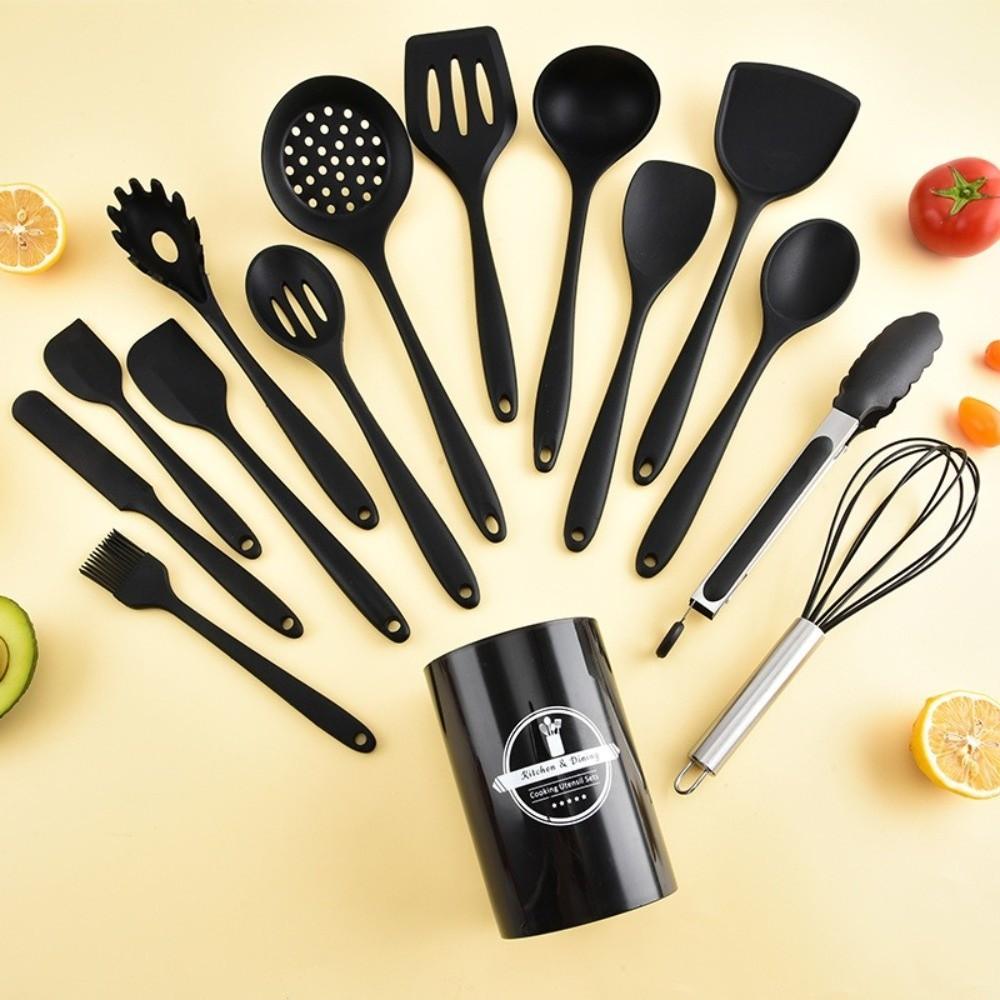 12pcs Heat Resistant Non-Stick Cookware Set Silicone Baking Shovel Soup Spoon  Kitchen Use