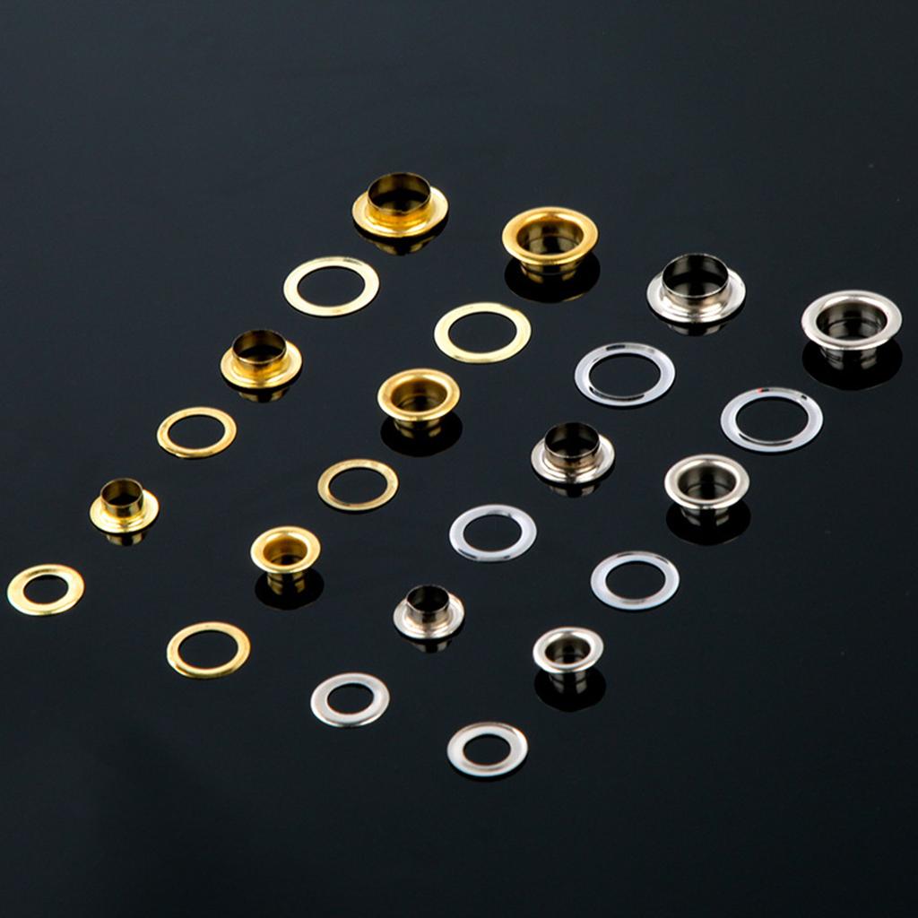 100Pcs 6mm/8mm/10mm Metal Grommets Kits Eyelet Punch Set Metal Eyelets and Grommet Sets for Leathers/Fabric/Belt/Shoes