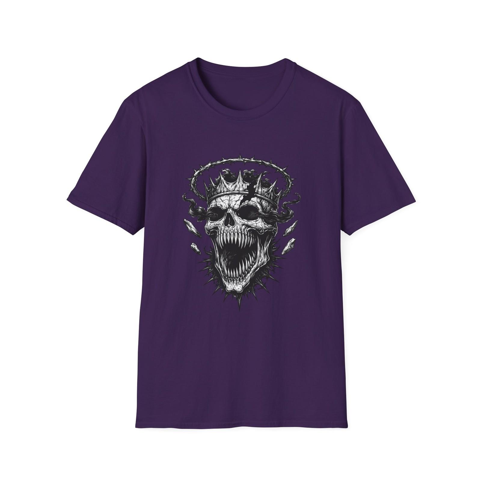 Unisex Softstyle T-Shirt Evil Skull Horror Gothic Demon Smoke Halo Blackwork S