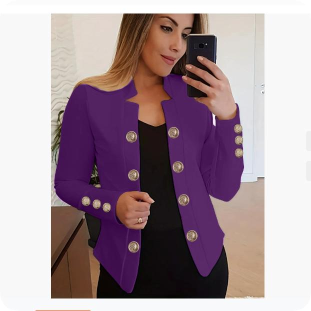 Women's Fashion Cuff Button Small Suit Double Button Cardigan Top