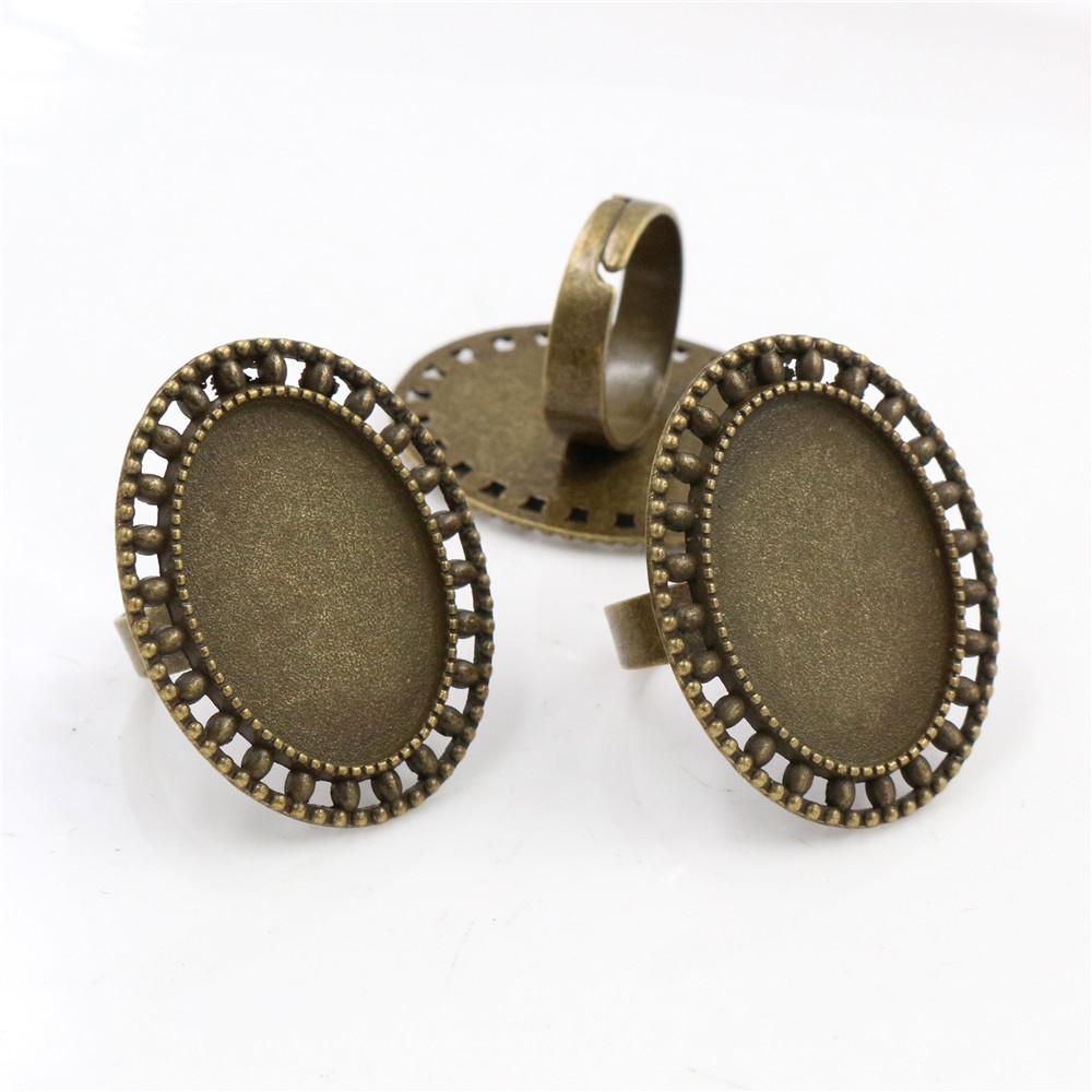 18x25mm 5pcs Antique Silver Plated/ Bronze/Black Brass Oval Adjustable Ring Settings Blank/Base,Fit 18x25mm Glass Cabochons