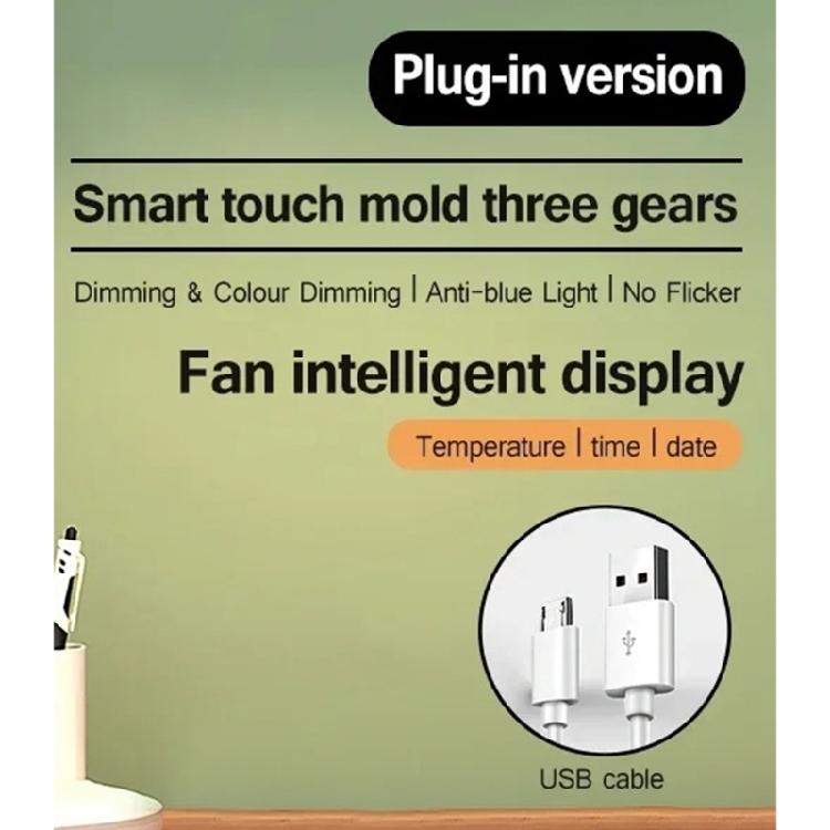 LED Ambient Light Lamp For Desk, 3200mAh Rechargeable Battery/USB Charging Table Lamp Fan for Study, Desk Reading Lamp