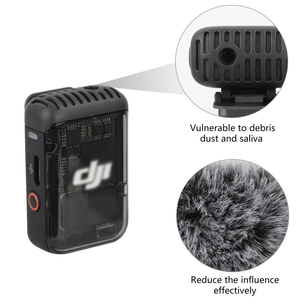 Gray Windscreen Microphone Furry Wind Muff Gray Foam for DJI MIC 2OSMO POCKET 3, 2-Pack