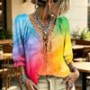 Women's V-Neck Plaid Print Blouse with Ruffle Trim and Tie Front