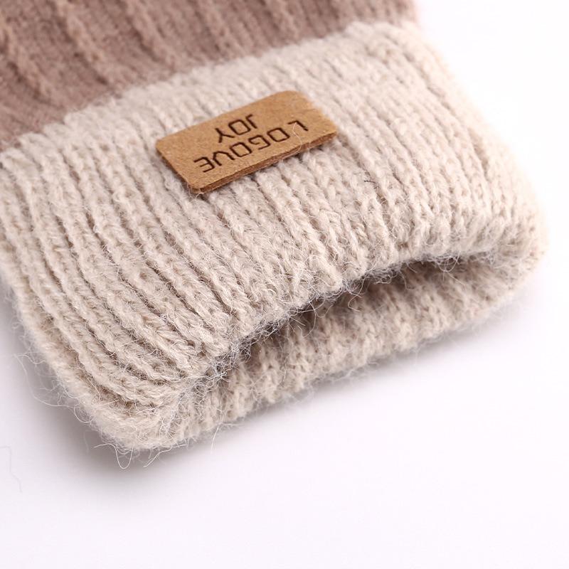 Warm Gloves Female Autumn and Winter Riding Cute Winter Student Five-finger Knitting Winter Can Be Divided