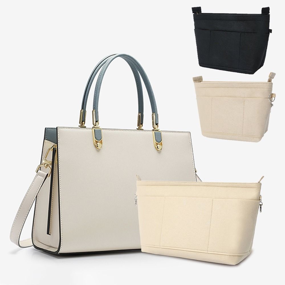 Felt Handbag Insert Liner Bag Multi-Pocket Bag Support Purse Liner Portable Large Capacity Internal Bag Storage Organization