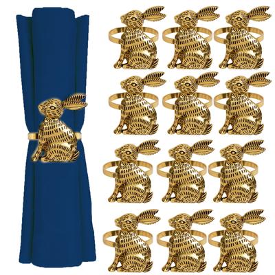 12 Piezas de Anillos para Servilletas de Conejo de Pascua, Soportes Metálicos de Conejo Dorados o Plateados para Decoración de Mesa de Primavera y Fiestas