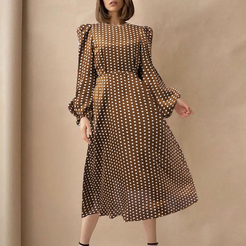 Buy ZANZEA Women O-neck Long Sleeve Dress Spring Summer Fashion Polka Dot  Dress at affordable prices  free shipping, real reviews with photos  Joom