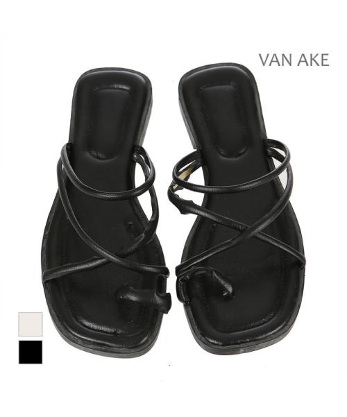 [VANAKE] Strap Cross Slippers (VB36ASQ311Z)