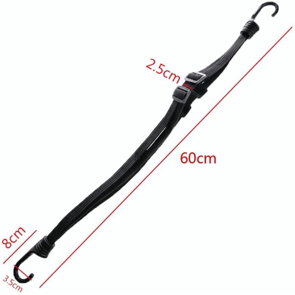 2 Pcs Universal Motorcycle Helmet Luggage Rope 24" Motorcycle Bungee Cord Bandage Retractable Elastic Strap With 2 Hooks (Black)
