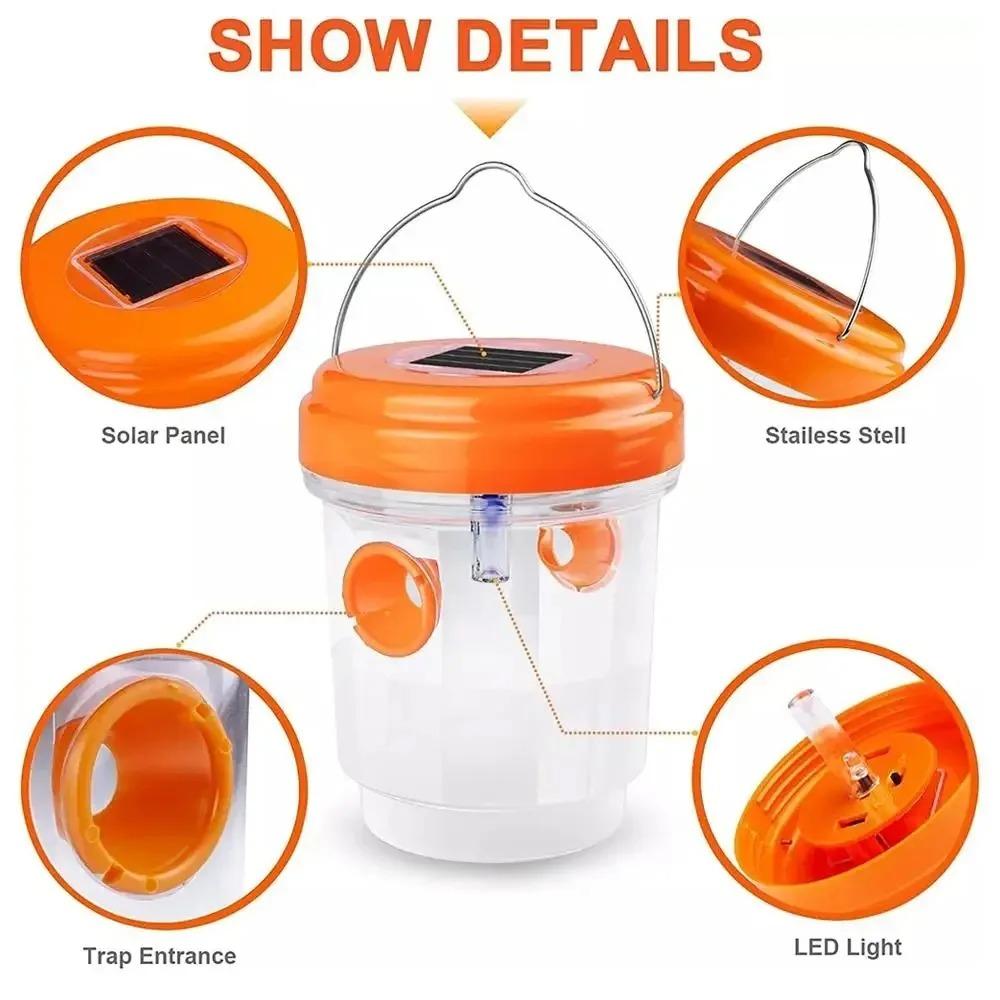 Solar Powered LED Insect Killer Mosquito Zapper Outdoor Hanging Trap Safe Non-Toxic Reusable Lamp Light Trap Pest Control Light