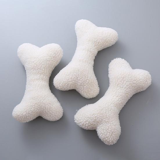 Dog Squeaky Toy Soft Plush Dog Chew Toy Boredom Relief Interactive Bone-shaped