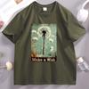 Vintage Dandelion Make A Wish T Shirt Unisex Women Casual Cotton Short Sleeve Round Neck Tshirts High Quality Oversized Clothes