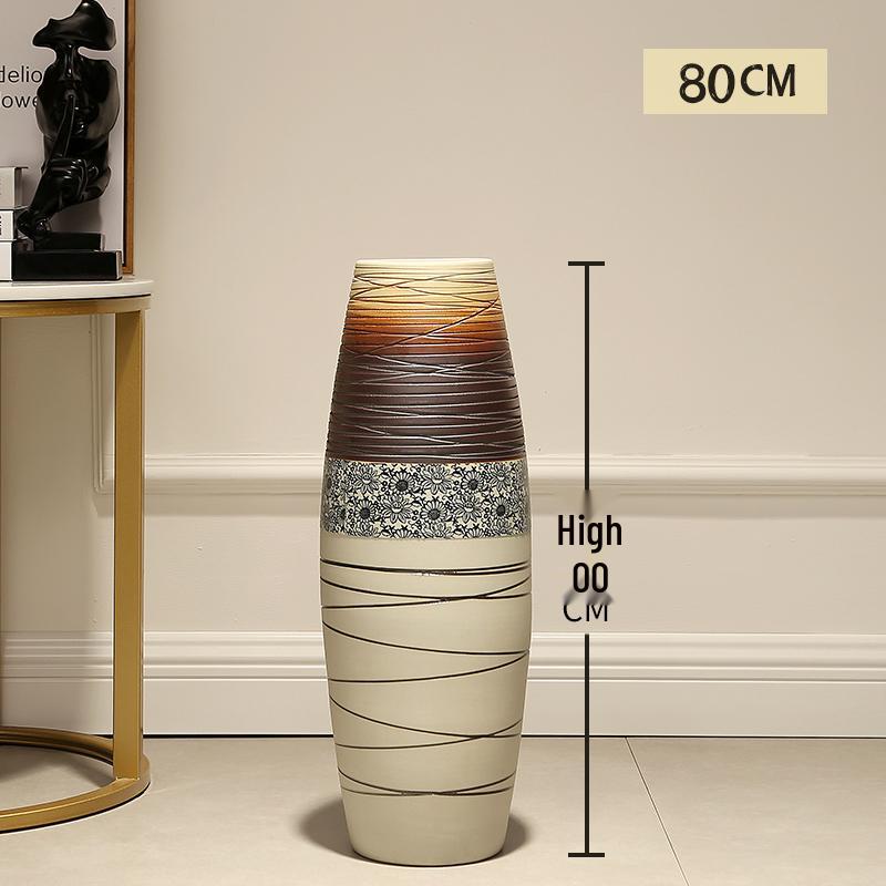 Large European-Style Porcelain Floor Vase for Dried Flowers - Artistic Living Room Ceramic Decoration