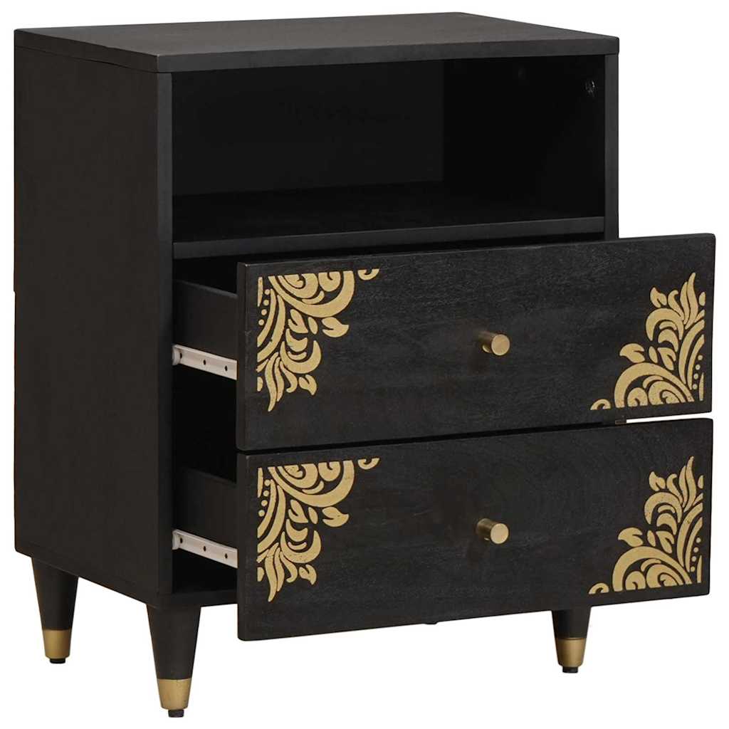 Nightstand Black 50 x 33 x 62 cm Solid Mango Wood