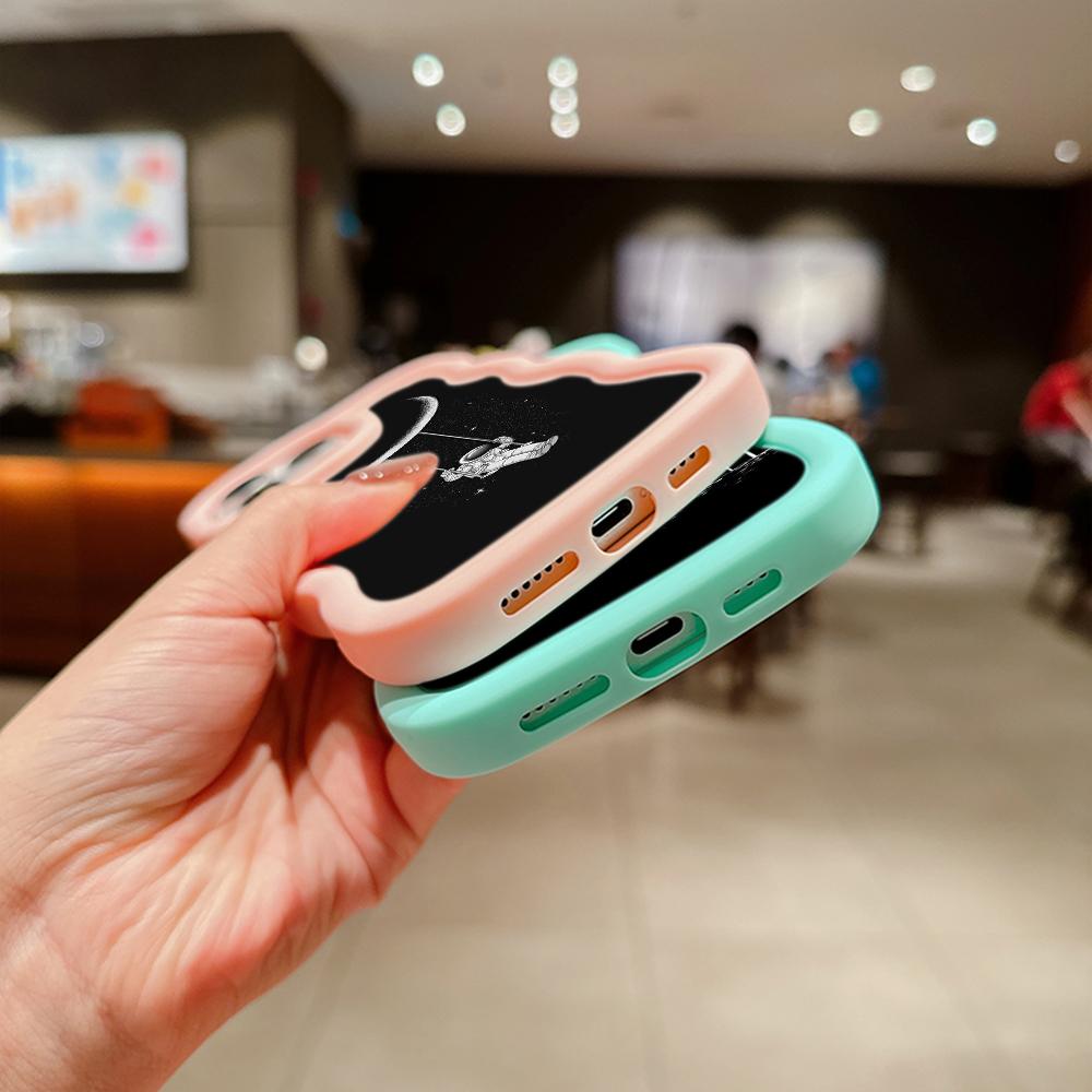Ae97 Space Moon Astronaut Black art Protective Phone Cases for iPhone 14 13 Pro Max 11 12 15 Plus Infinix Hot 40i Smart8 Tecno Big Wave TPU Back Cover