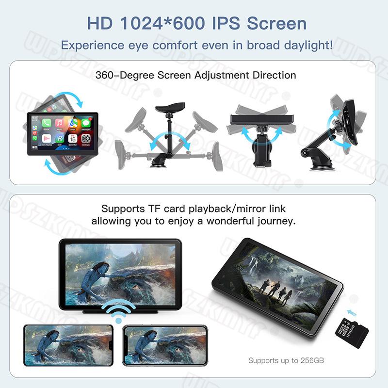 CarPlay Android Auto Car Multimedia Video Player 7inch Portable Touch Screen With AUX Radio For Rear View Camera 32G TF Card