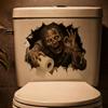 Removable Adhesive Toilet Clings Spooky Crack Ghost Tank Lid Sticker, Halloween Horror 3D Broken Wall Zombie Indoor Scene Setters Seat