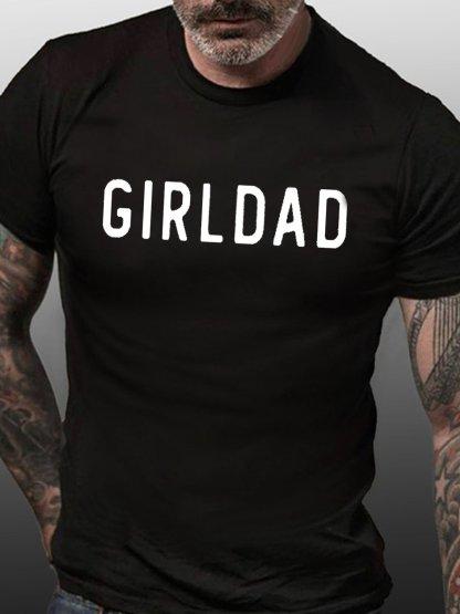 Unisexs Girl Dad Text Letters Loose Cotton TShirt