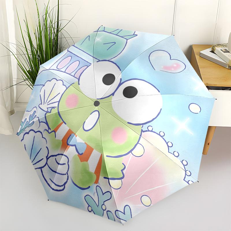 

1pc Keroro Frog Automatic Opening/Closing Umbrella with Portable Tri-Fold Design, 8-Bone Iron Frame Outdoor Umbrella, Perfect Gift for Fans, Travelers