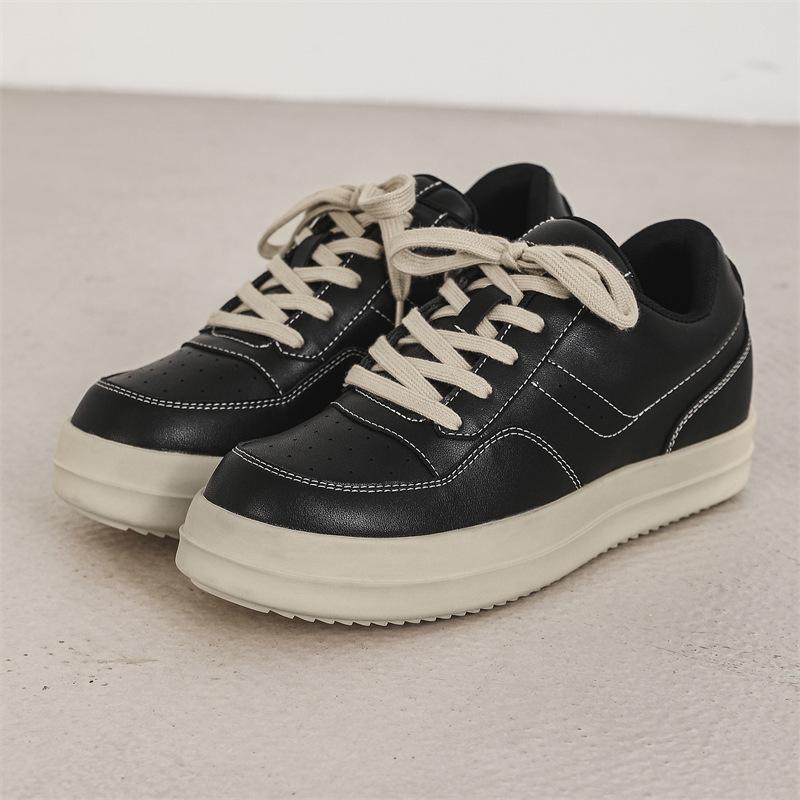 

Board shoes men s 2025 spring new leather surface breathable sports and leisure shoes men s inner height increase trend versatile white shoes 43