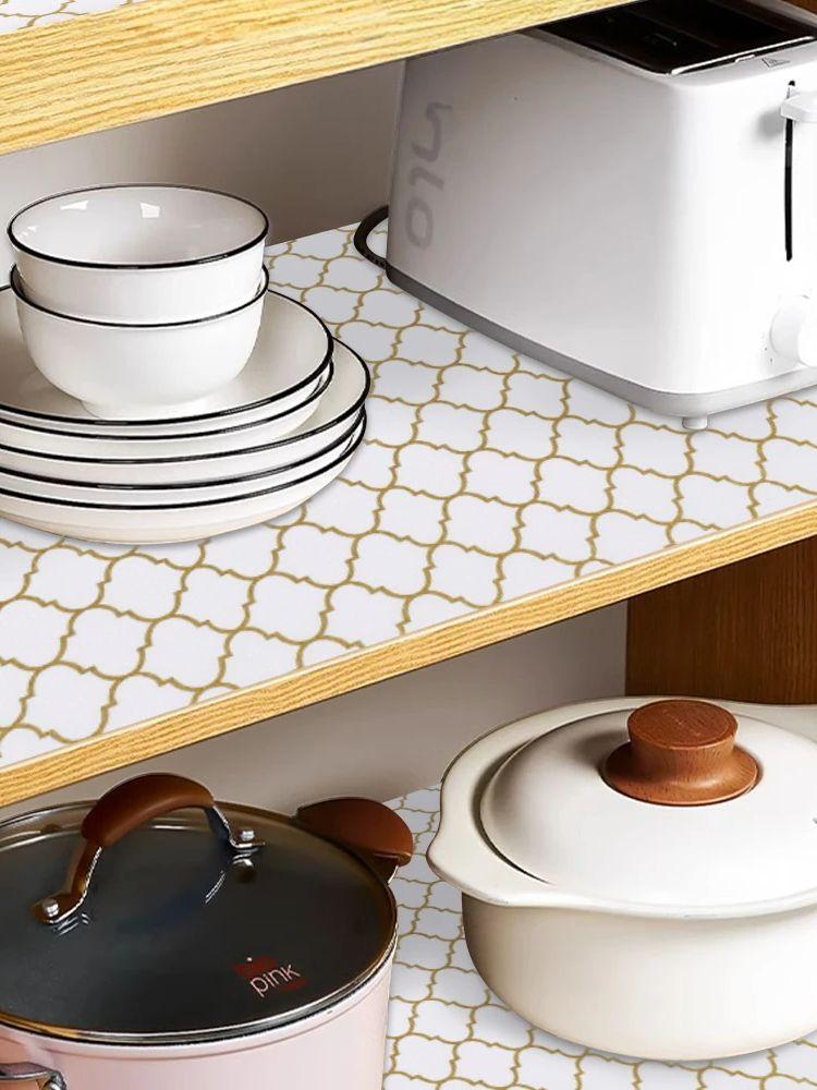 1roll Refrigerator Pad Anti-slip Waterproof Refrigerator Shelf Liner Non-adhesive Drawer Liner Easy To Clean Kitchen Cabinet