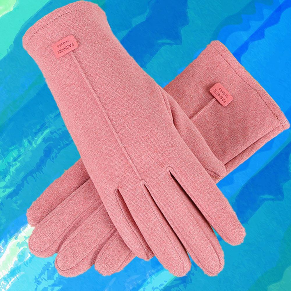 Warm Gloves for Women Rabbit Fleece Cute Bow Thickened Plush Windproof Riding Touch Screen Autumn and Winter Gloves