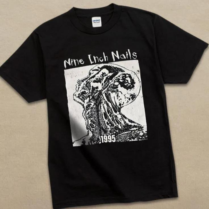 Unisex Short Sleeve Crew Neck Cotton T Shirt Rare Nine Inch Nails 1995 M