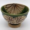 Utsuwa Roan Seto Ware Rokubei Rice Bowl with High Base, Approximately 12cm, Oribe Style, Chrysanthemum Pattern, Made In Japan, Green, 007-0006