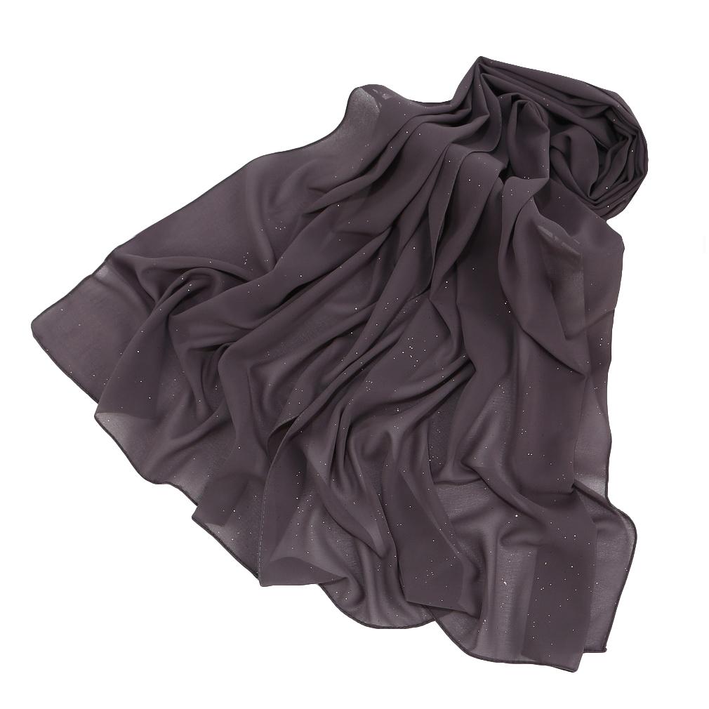 Women's Chiffon Shawl, Glitter Gold Powder Scarf, Chiffon Hijab for Party/Beach