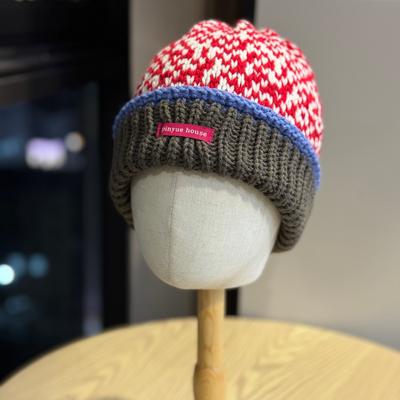 Fair Isle Color blocked Wind Dopamine Herbst- und Winter-Strickmützen für Damen und Herren aus Wolle zum Schutz vor Kälte und Ohren