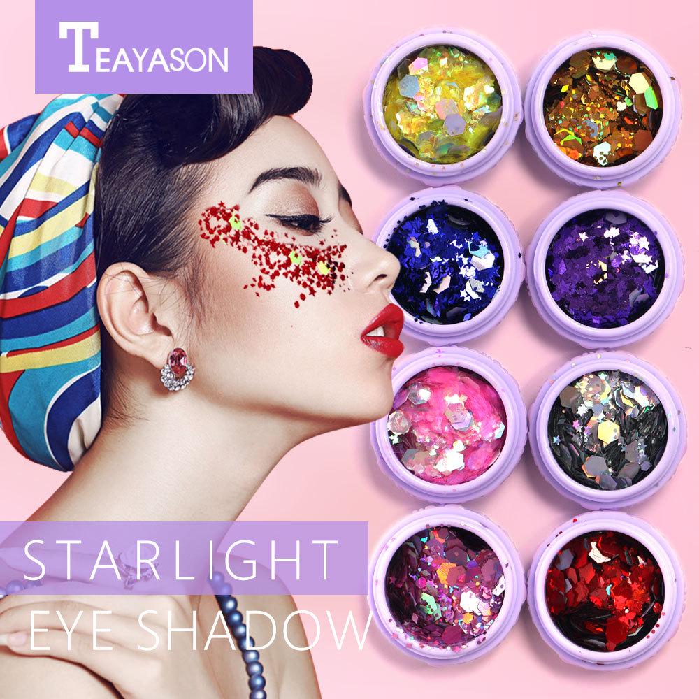 TEAYASON Harajuku Zima Malun Laser-Pailletten im europäischen und amerikanischen Stil, leuchtendes Puder-Schönheits-Make-up, Musikfestival-Make-up