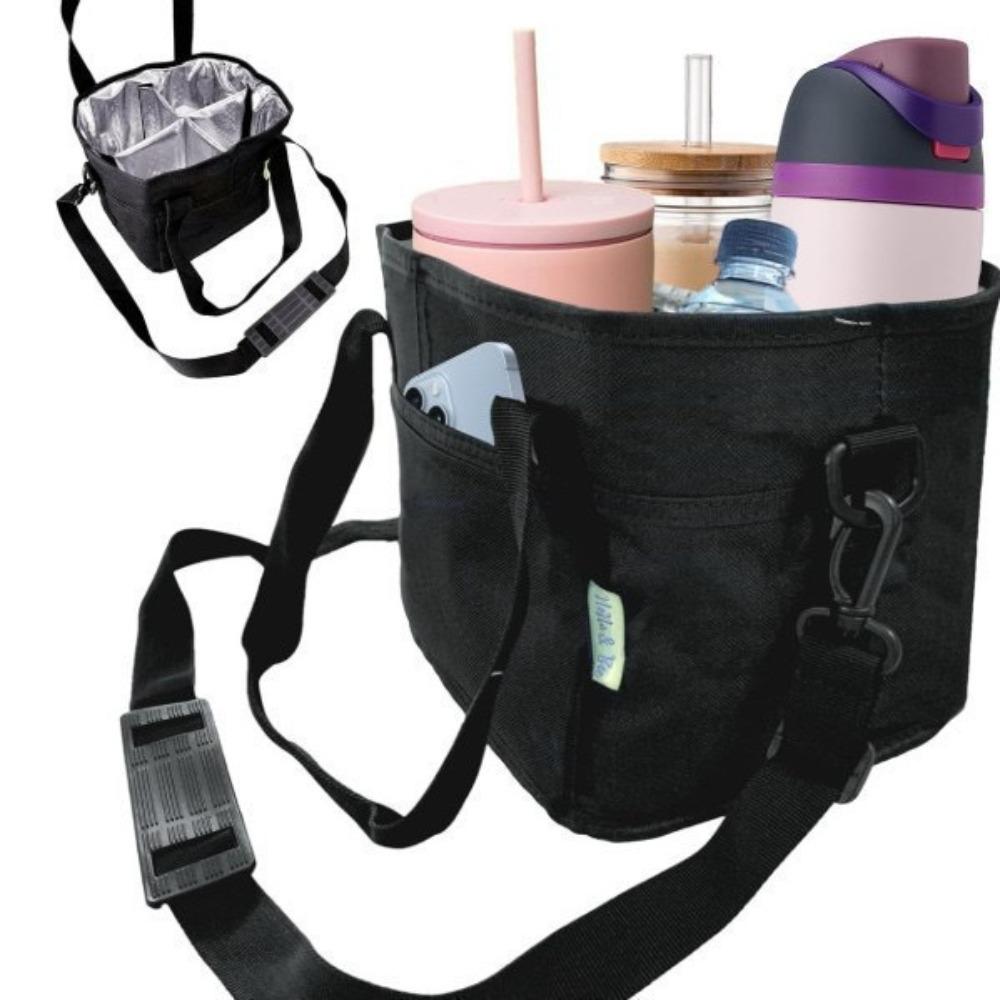 Insulated Water Bottle Holder Reusable Tumbler Carrier Multi-Purpose Drink Bag Hot Drinks чёрный